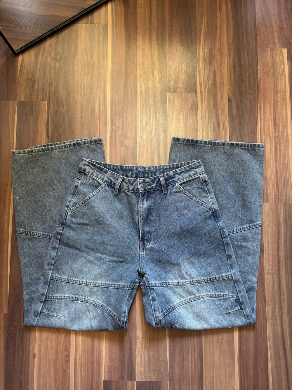 Missguided Faded Blue Wide-Leg Jeans